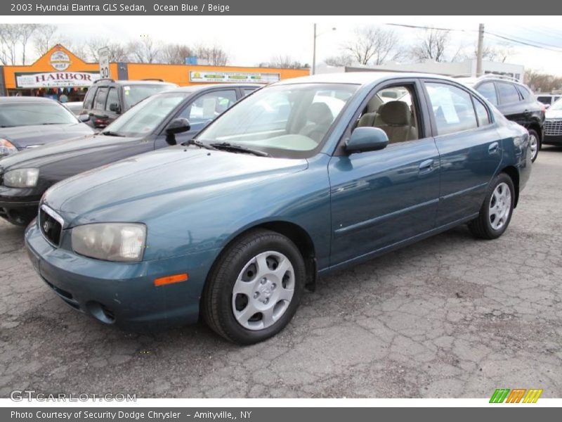 Ocean Blue / Beige 2003 Hyundai Elantra GLS Sedan