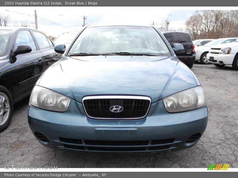 Ocean Blue / Beige 2003 Hyundai Elantra GLS Sedan