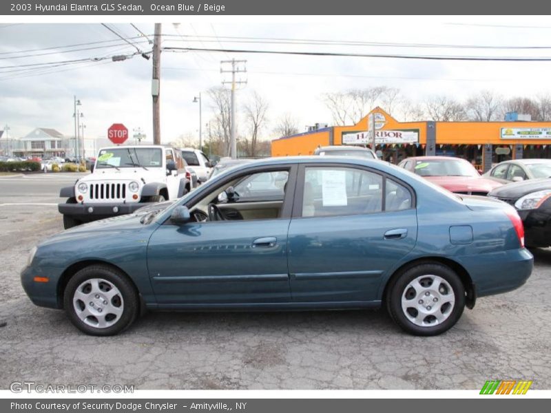 Ocean Blue / Beige 2003 Hyundai Elantra GLS Sedan