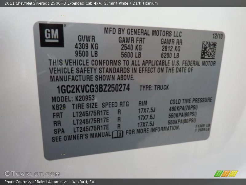 Summit White / Dark Titanium 2011 Chevrolet Silverado 2500HD Extended Cab 4x4