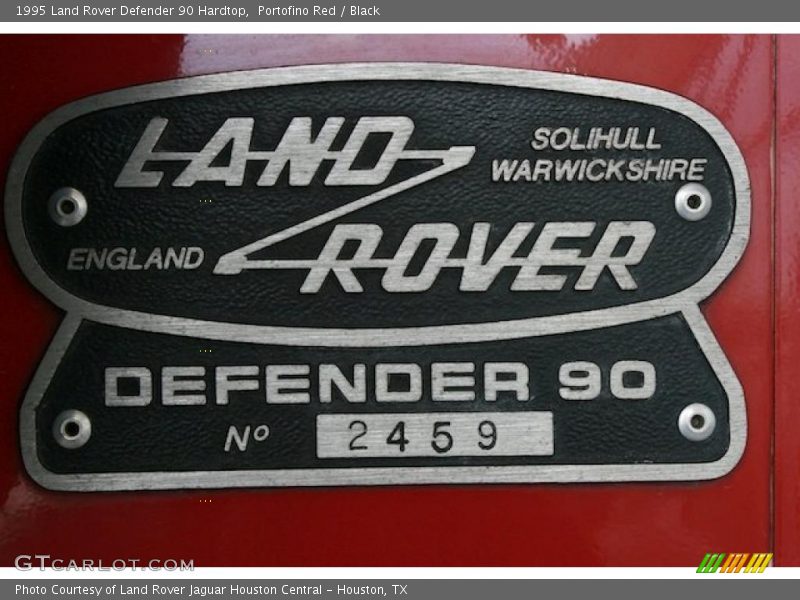 Info Tag of 1995 Defender 90 Hardtop