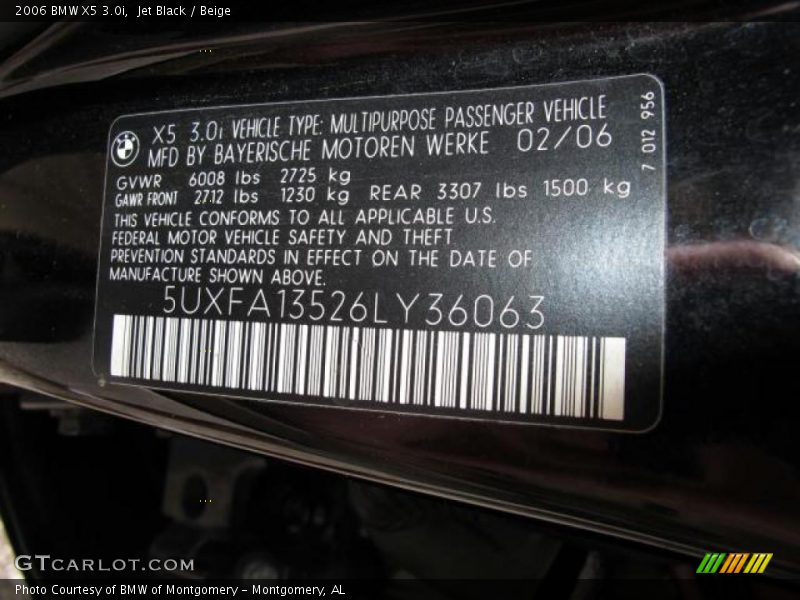 Jet Black / Beige 2006 BMW X5 3.0i