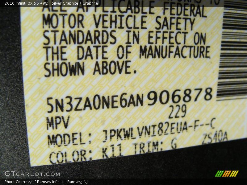 Silver Graphite / Graphite 2010 Infiniti QX 56 4WD