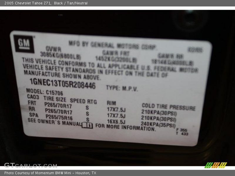 Black / Tan/Neutral 2005 Chevrolet Tahoe Z71