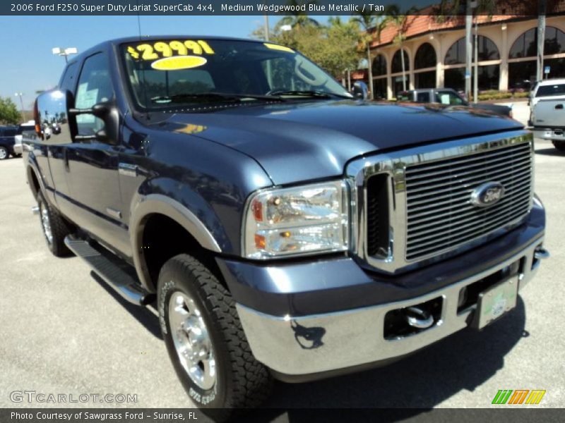 Medium Wedgewood Blue Metallic / Tan 2006 Ford F250 Super Duty Lariat SuperCab 4x4