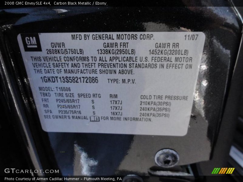 Carbon Black Metallic / Ebony 2008 GMC Envoy SLE 4x4
