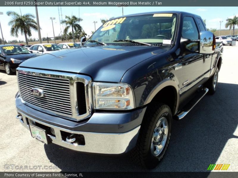 Medium Wedgewood Blue Metallic / Tan 2006 Ford F250 Super Duty Lariat SuperCab 4x4
