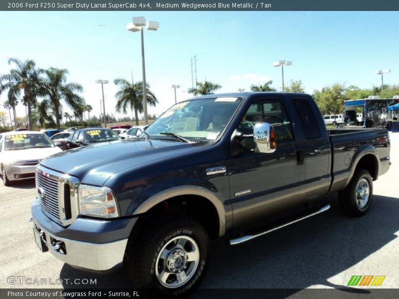 Medium Wedgewood Blue Metallic / Tan 2006 Ford F250 Super Duty Lariat SuperCab 4x4