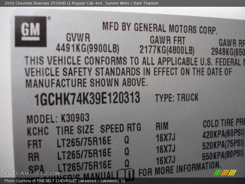 Summit White / Dark Titanium 2009 Chevrolet Silverado 3500HD LS Regular Cab 4x4