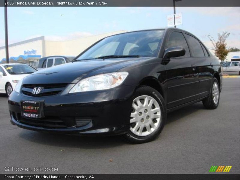 Nighthawk Black Pearl / Gray 2005 Honda Civic LX Sedan