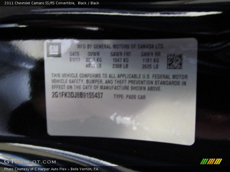 Black / Black 2011 Chevrolet Camaro SS/RS Convertible