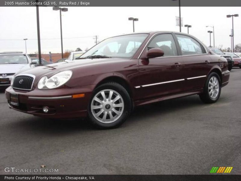 Ruby Red / Beige 2005 Hyundai Sonata GLS V6