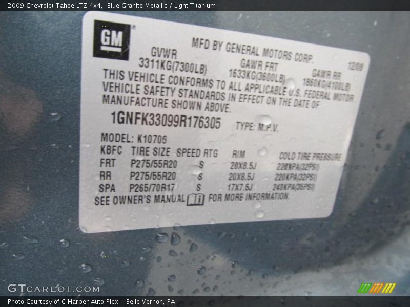 Blue Granite Metallic / Light Titanium 2009 Chevrolet Tahoe LTZ 4x4