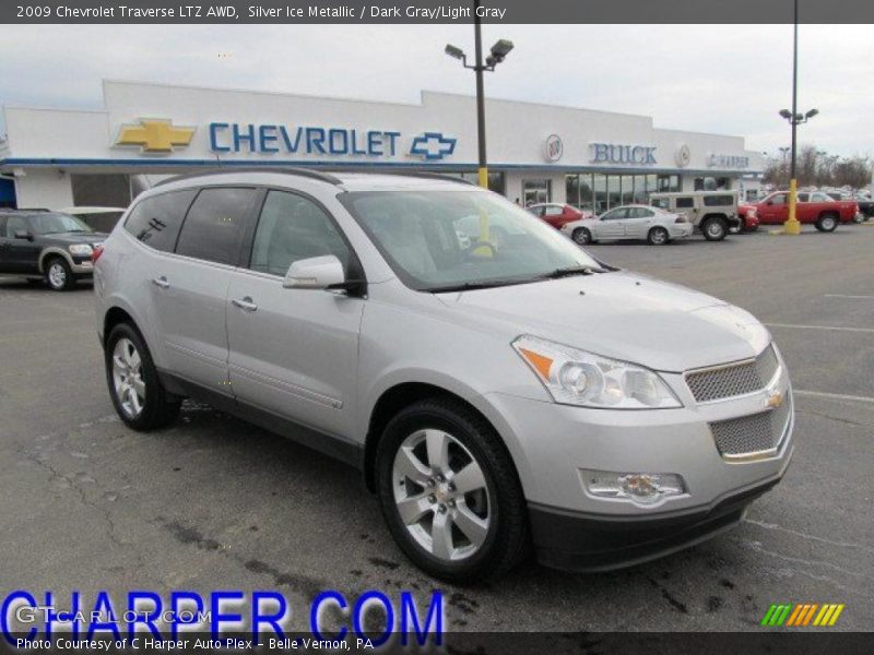 Silver Ice Metallic / Dark Gray/Light Gray 2009 Chevrolet Traverse LTZ AWD