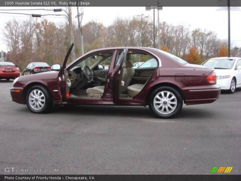 Ruby Red / Beige 2005 Hyundai Sonata GLS V6