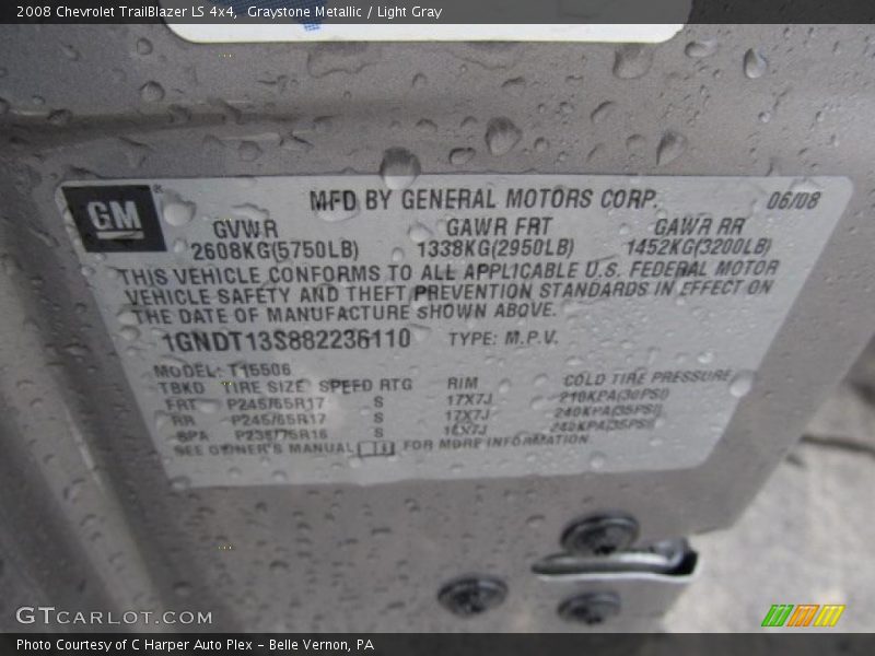 Graystone Metallic / Light Gray 2008 Chevrolet TrailBlazer LS 4x4