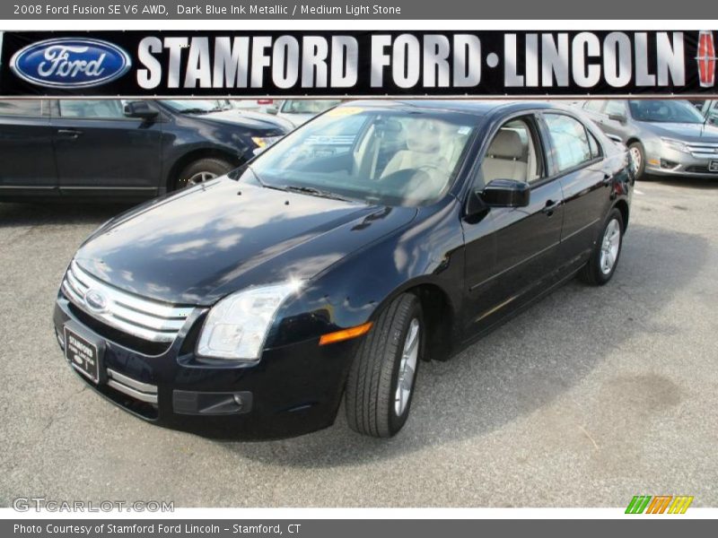 Dark Blue Ink Metallic / Medium Light Stone 2008 Ford Fusion SE V6 AWD