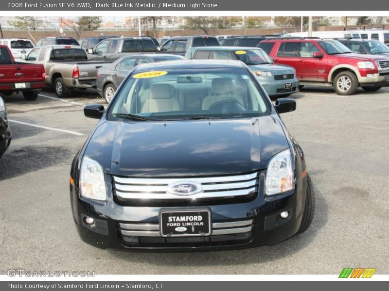 Dark Blue Ink Metallic / Medium Light Stone 2008 Ford Fusion SE V6 AWD