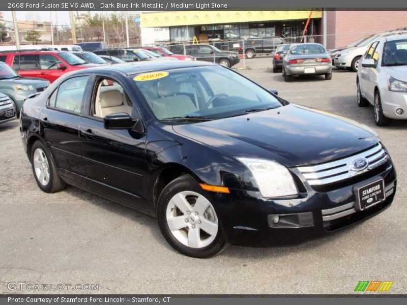Dark Blue Ink Metallic / Medium Light Stone 2008 Ford Fusion SE V6 AWD