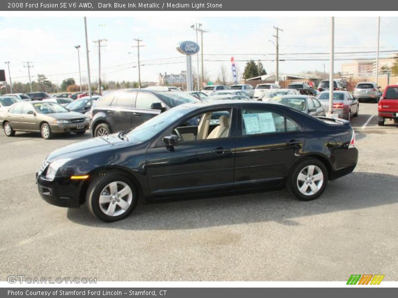 Dark Blue Ink Metallic / Medium Light Stone 2008 Ford Fusion SE V6 AWD