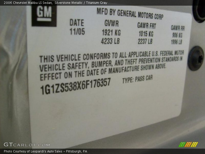 Silverstone Metallic / Titanium Gray 2006 Chevrolet Malibu LS Sedan