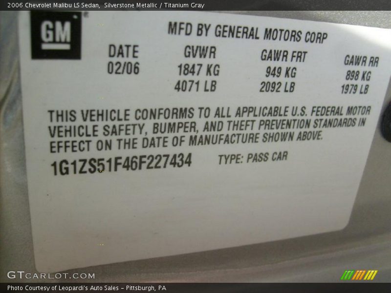 Silverstone Metallic / Titanium Gray 2006 Chevrolet Malibu LS Sedan