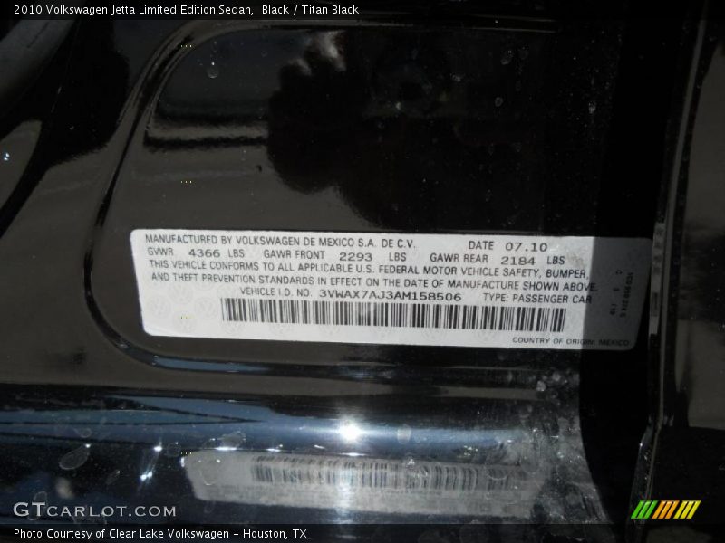 Black / Titan Black 2010 Volkswagen Jetta Limited Edition Sedan