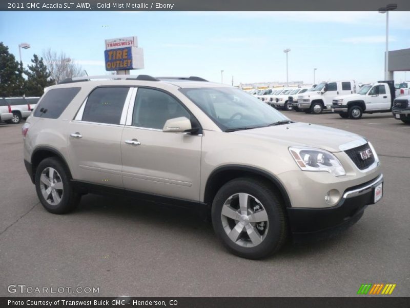 Gold Mist Metallic / Ebony 2011 GMC Acadia SLT AWD