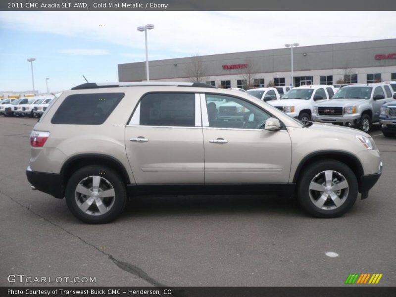 Gold Mist Metallic / Ebony 2011 GMC Acadia SLT AWD