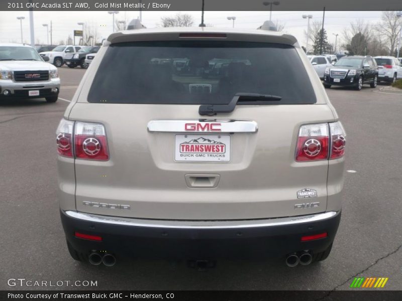 Gold Mist Metallic / Ebony 2011 GMC Acadia SLT AWD