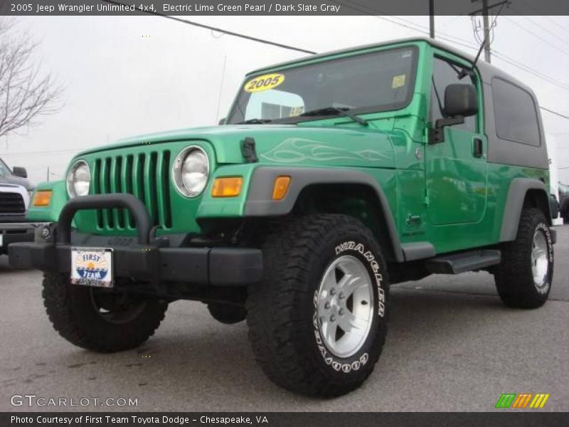 Electric Lime Green Pearl / Dark Slate Gray 2005 Jeep Wrangler Unlimited 4x4