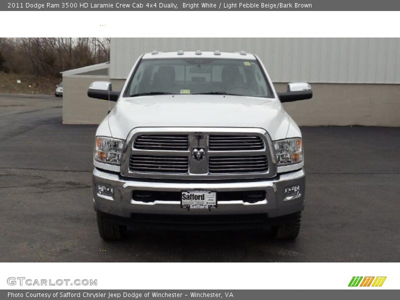 Bright White / Light Pebble Beige/Bark Brown 2011 Dodge Ram 3500 HD Laramie Crew Cab 4x4 Dually