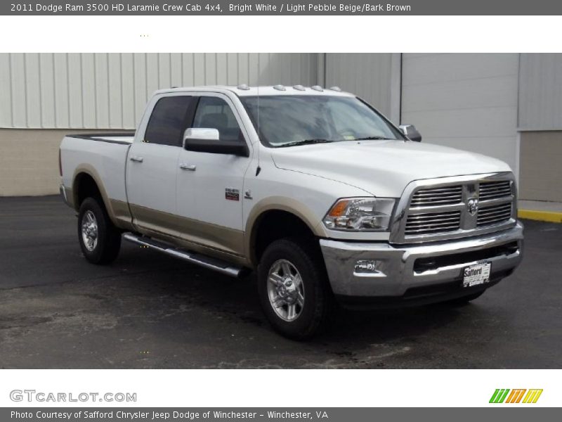 Bright White / Light Pebble Beige/Bark Brown 2011 Dodge Ram 3500 HD Laramie Crew Cab 4x4