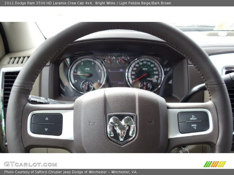 Bright White / Light Pebble Beige/Bark Brown 2011 Dodge Ram 3500 HD Laramie Crew Cab 4x4