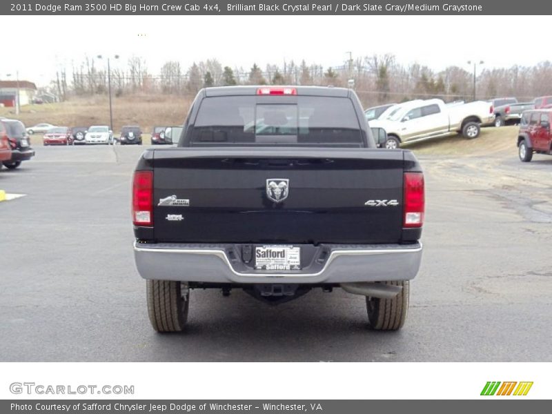 Brilliant Black Crystal Pearl / Dark Slate Gray/Medium Graystone 2011 Dodge Ram 3500 HD Big Horn Crew Cab 4x4