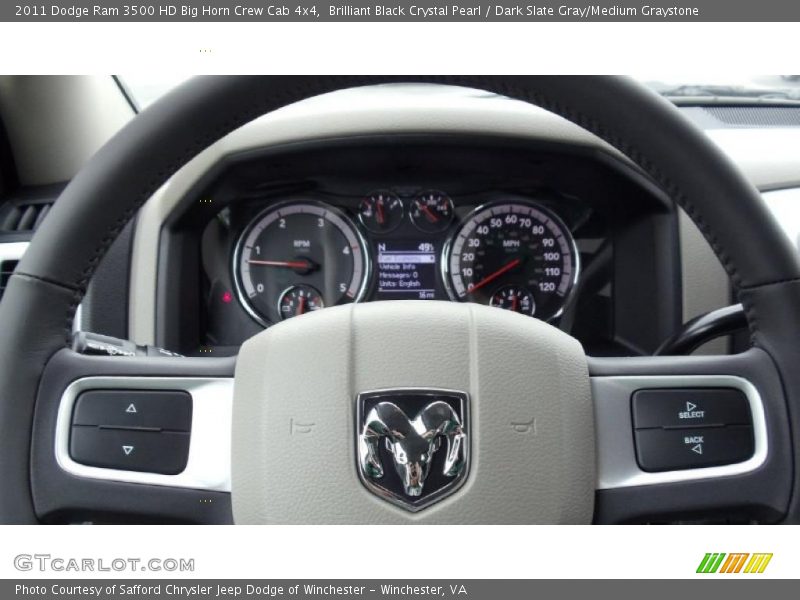 Brilliant Black Crystal Pearl / Dark Slate Gray/Medium Graystone 2011 Dodge Ram 3500 HD Big Horn Crew Cab 4x4