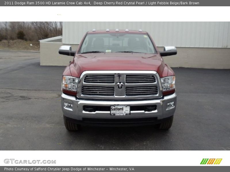 Deep Cherry Red Crystal Pearl / Light Pebble Beige/Bark Brown 2011 Dodge Ram 3500 HD Laramie Crew Cab 4x4