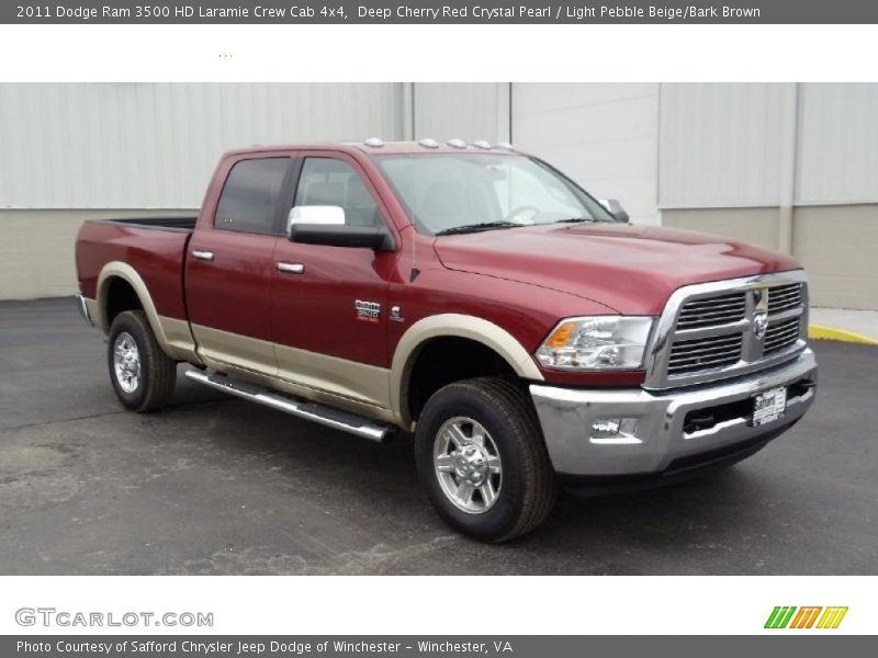 Deep Cherry Red Crystal Pearl / Light Pebble Beige/Bark Brown 2011 Dodge Ram 3500 HD Laramie Crew Cab 4x4