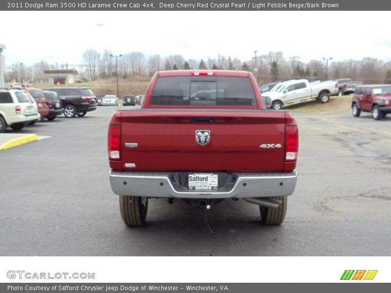 Deep Cherry Red Crystal Pearl / Light Pebble Beige/Bark Brown 2011 Dodge Ram 3500 HD Laramie Crew Cab 4x4