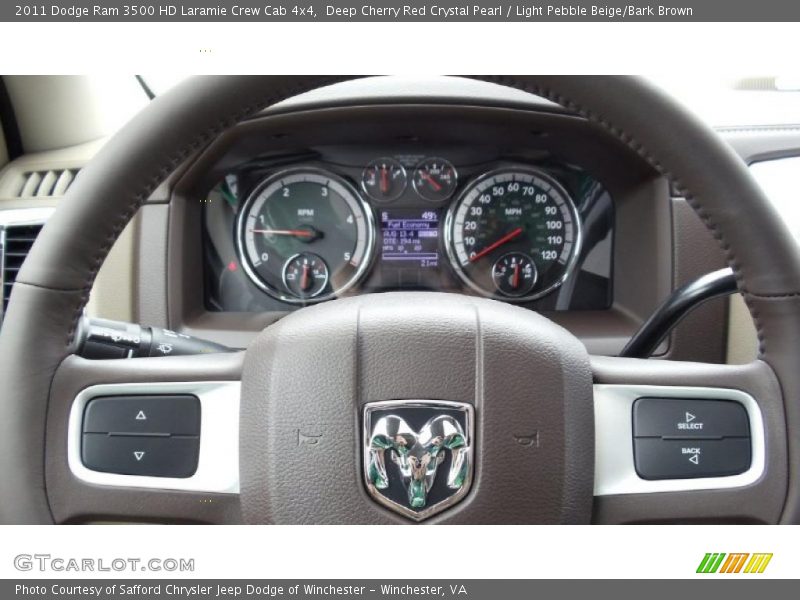 Deep Cherry Red Crystal Pearl / Light Pebble Beige/Bark Brown 2011 Dodge Ram 3500 HD Laramie Crew Cab 4x4