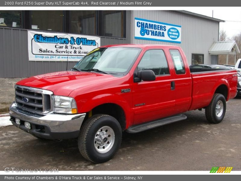 Red Clearcoat / Medium Flint Grey 2003 Ford F250 Super Duty XLT SuperCab 4x4