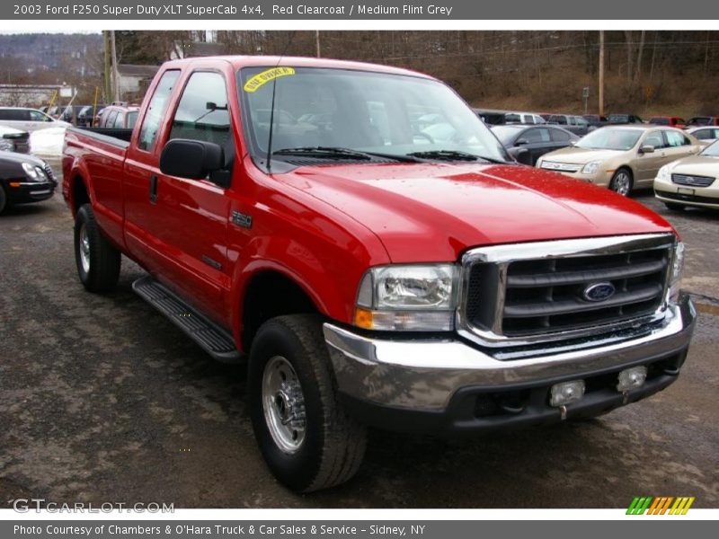 Red Clearcoat / Medium Flint Grey 2003 Ford F250 Super Duty XLT SuperCab 4x4