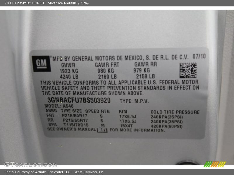 Silver Ice Metallic / Gray 2011 Chevrolet HHR LT