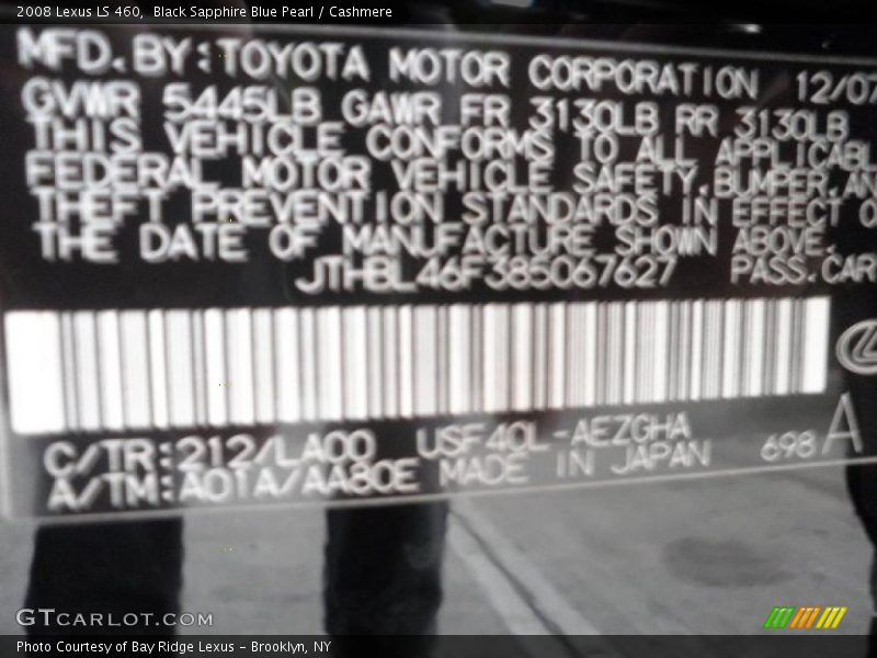 Black Sapphire Blue Pearl / Cashmere 2008 Lexus LS 460