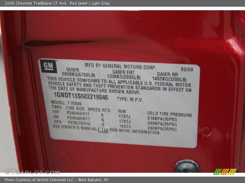 Red Jewel / Light Gray 2008 Chevrolet TrailBlazer LT 4x4