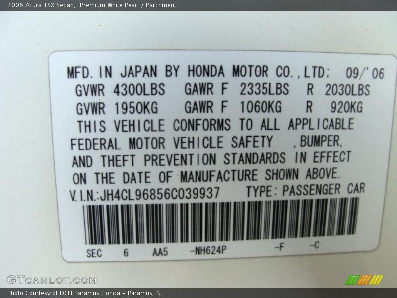 Premium White Pearl / Parchment 2006 Acura TSX Sedan