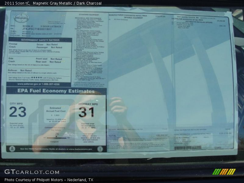  2011 tC  Window Sticker