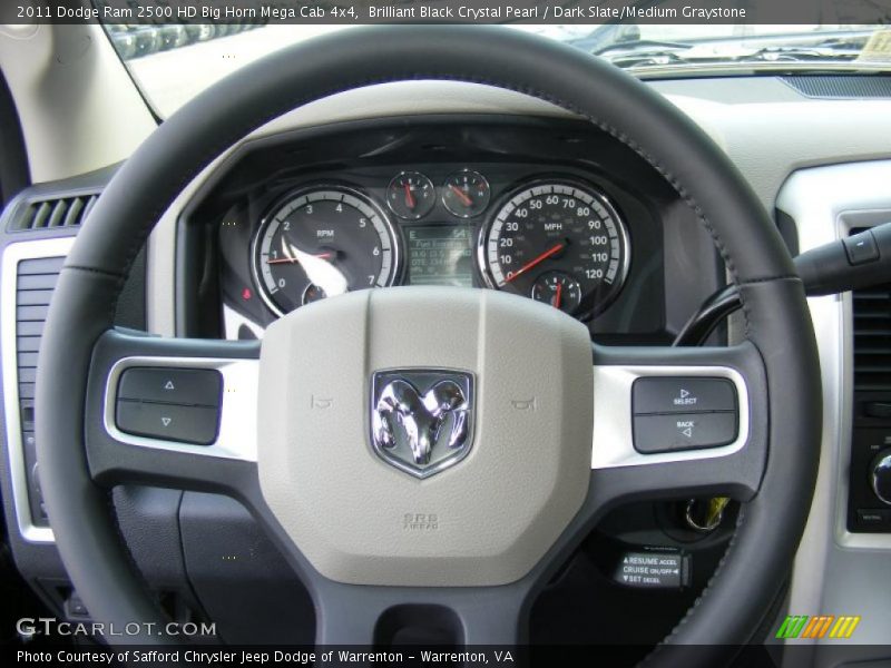 Brilliant Black Crystal Pearl / Dark Slate/Medium Graystone 2011 Dodge Ram 2500 HD Big Horn Mega Cab 4x4