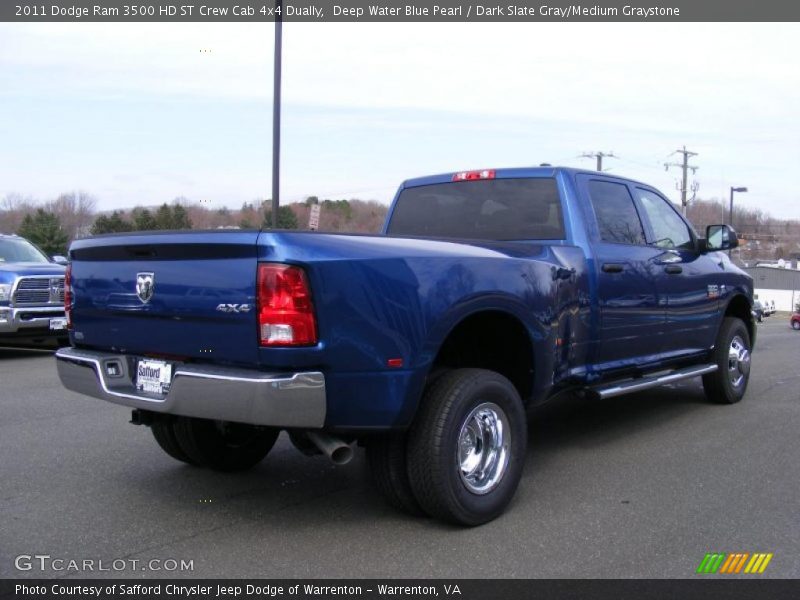 Deep Water Blue Pearl / Dark Slate Gray/Medium Graystone 2011 Dodge Ram 3500 HD ST Crew Cab 4x4 Dually