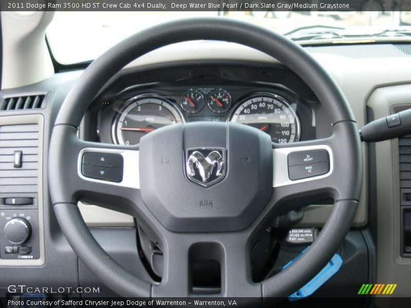 Deep Water Blue Pearl / Dark Slate Gray/Medium Graystone 2011 Dodge Ram 3500 HD ST Crew Cab 4x4 Dually